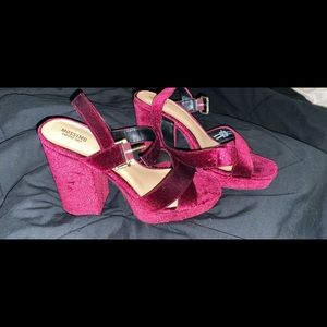 Velvet platform heels